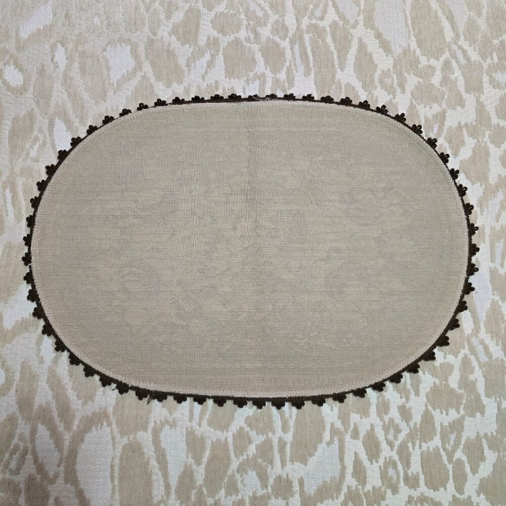 Set Of 2 Oval Vintage Tapestry Table Runner Gobelin Flower Pattern Off White - Picture 7 of 10